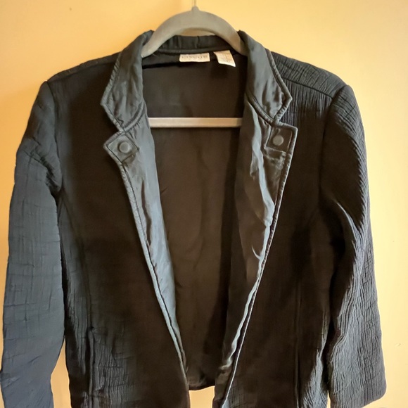 Chico's Black Gauzy Silk Jacket with Magnetic Closure - Picture 2 of 7